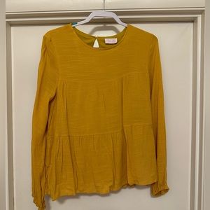 Pink Lily mustard colored shirt. New without tags. Size large